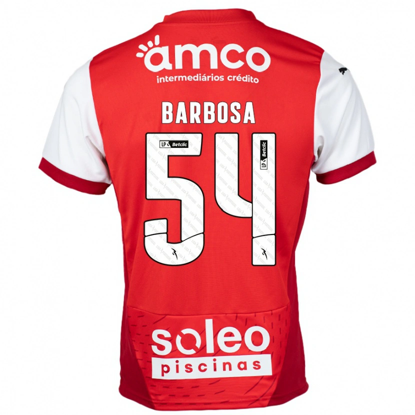 Danxen Mænd Guilherme Barbosa #54 Rød Hvid Hjemmebane Spillertrøjer 2024/25 Trøje T-Shirt