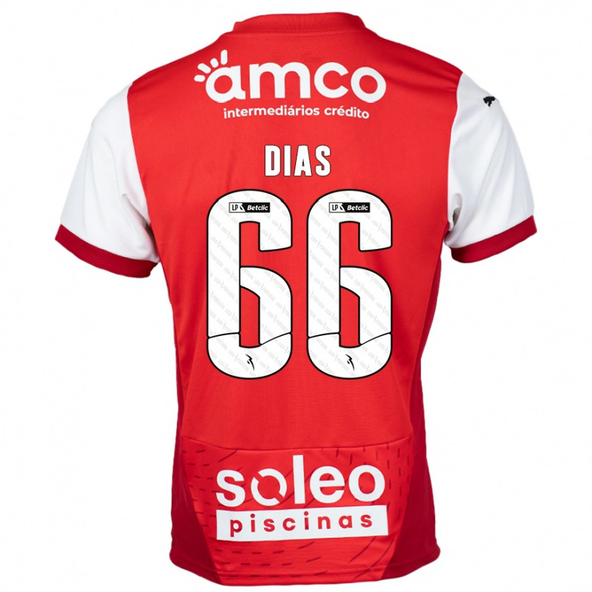 Danxen Mænd Gonçalo Dias #66 Rød Hvid Hjemmebane Spillertrøjer 2024/25 Trøje T-Shirt
