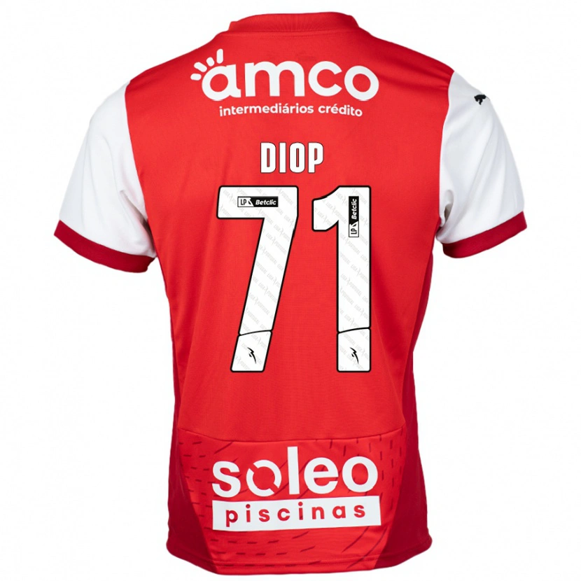 Danxen Mænd Mamadou Diop #71 Rød Hvid Hjemmebane Spillertrøjer 2024/25 Trøje T-Shirt