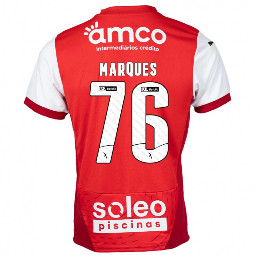 Danxen Mænd Tomás Marques #76 Rød Hvid Hjemmebane Spillertrøjer 2024/25 Trøje T-Shirt