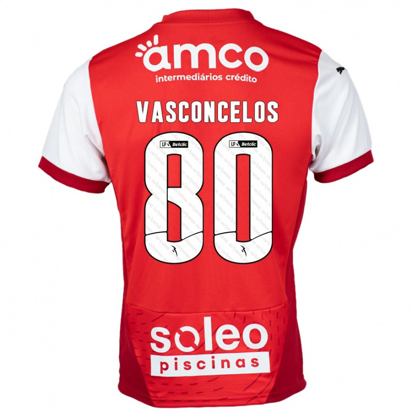 Danxen Mænd Vasconcelos #80 Rød Hvid Hjemmebane Spillertrøjer 2024/25 Trøje T-Shirt