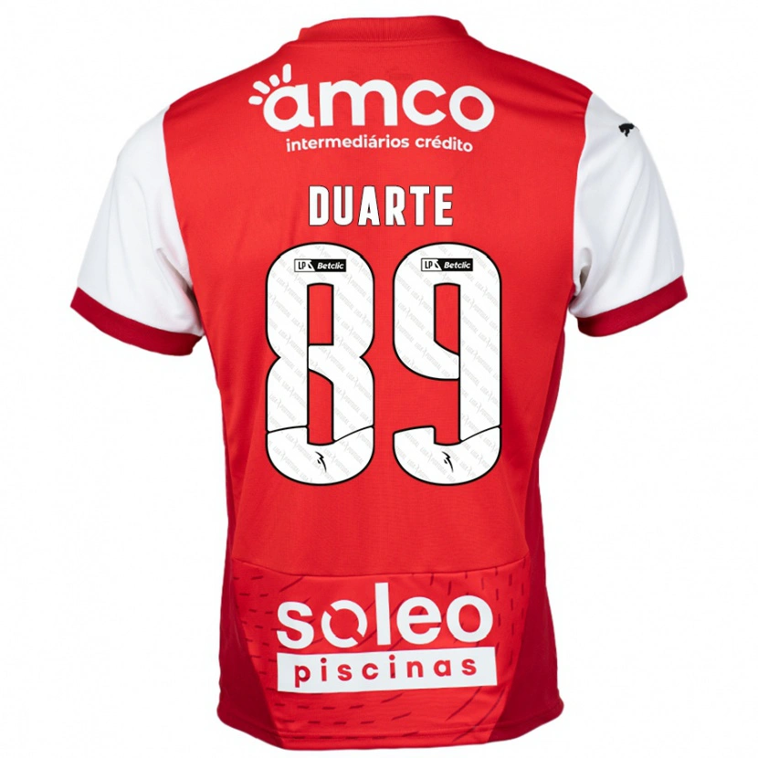 Danxen Mænd Afonso Duarte #89 Rød Hvid Hjemmebane Spillertrøjer 2024/25 Trøje T-Shirt