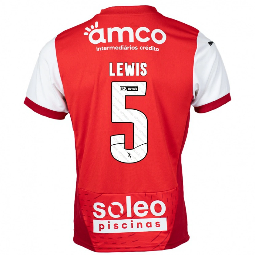 Danxen Mænd Leah Lewis #5 Rød Hvid Hjemmebane Spillertrøjer 2024/25 Trøje T-Shirt