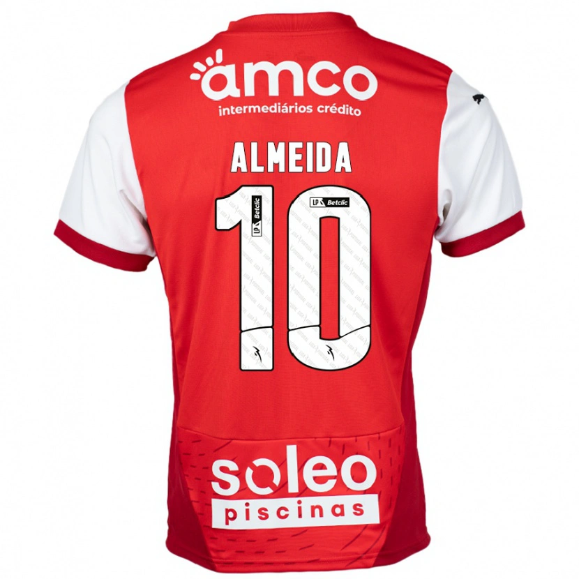 Danxen Mænd Vitória Almeida #10 Rød Hvid Hjemmebane Spillertrøjer 2024/25 Trøje T-Shirt