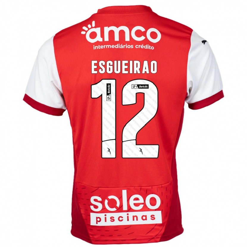 Danxen Mænd Íris Esgueirão #12 Rød Hvid Hjemmebane Spillertrøjer 2024/25 Trøje T-Shirt