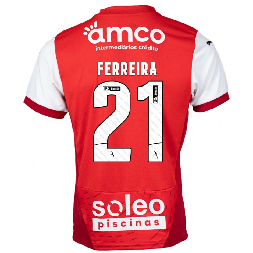 Danxen Mænd Ana Carolina Ferreira #21 Rød Hvid Hjemmebane Spillertrøjer 2024/25 Trøje T-Shirt