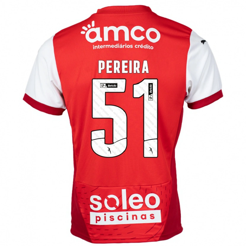 Danxen Mænd Evy Pereira #51 Rød Hvid Hjemmebane Spillertrøjer 2024/25 Trøje T-Shirt