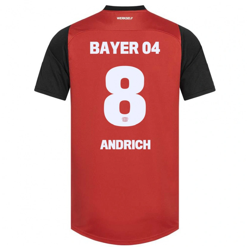 Danxen Mænd Robert Andrich #8 Rød Sort Hjemmebane Spillertrøjer 2024/25 Trøje T-Shirt