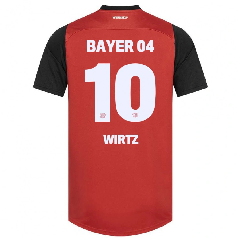 Danxen Mænd Florian Wirtz #10 Rød Sort Hjemmebane Spillertrøjer 2024/25 Trøje T-Shirt