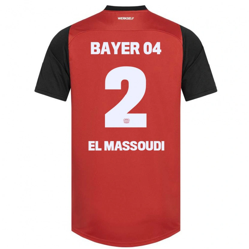 Danxen Mænd Nassim El Massoudi #2 Rød Sort Hjemmebane Spillertrøjer 2024/25 Trøje T-Shirt