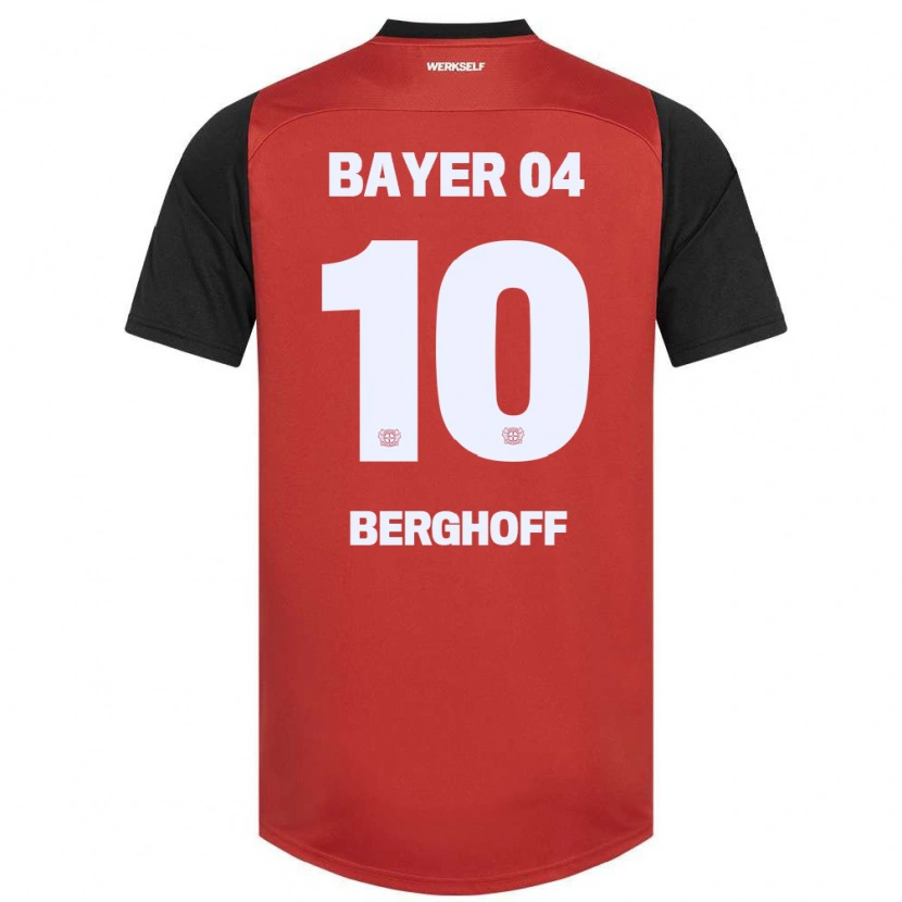 Danxen Mænd Jonah Berghoff #10 Rød Sort Hjemmebane Spillertrøjer 2024/25 Trøje T-Shirt