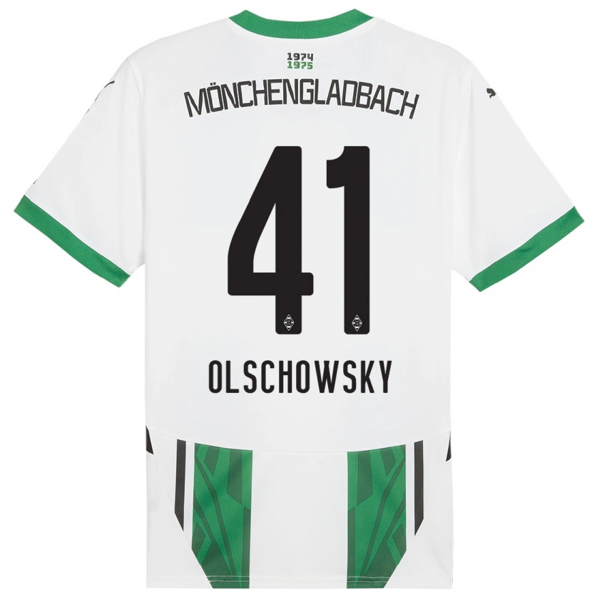 Danxen Mænd Jan Olschowsky #41 Hvid Grøn Hjemmebane Spillertrøjer 2024/25 Trøje T-Shirt