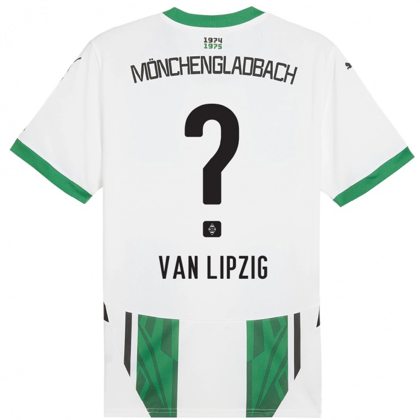 Danxen Mænd Mika Van Lipzig #0 Hvid Grøn Hjemmebane Spillertrøjer 2024/25 Trøje T-Shirt