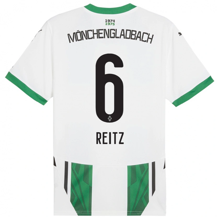 Danxen Mænd Tony Reitz #6 Hvid Grøn Hjemmebane Spillertrøjer 2024/25 Trøje T-Shirt