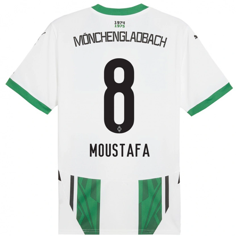 Danxen Mænd Moustafa Moustafa #8 Hvid Grøn Hjemmebane Spillertrøjer 2024/25 Trøje T-Shirt