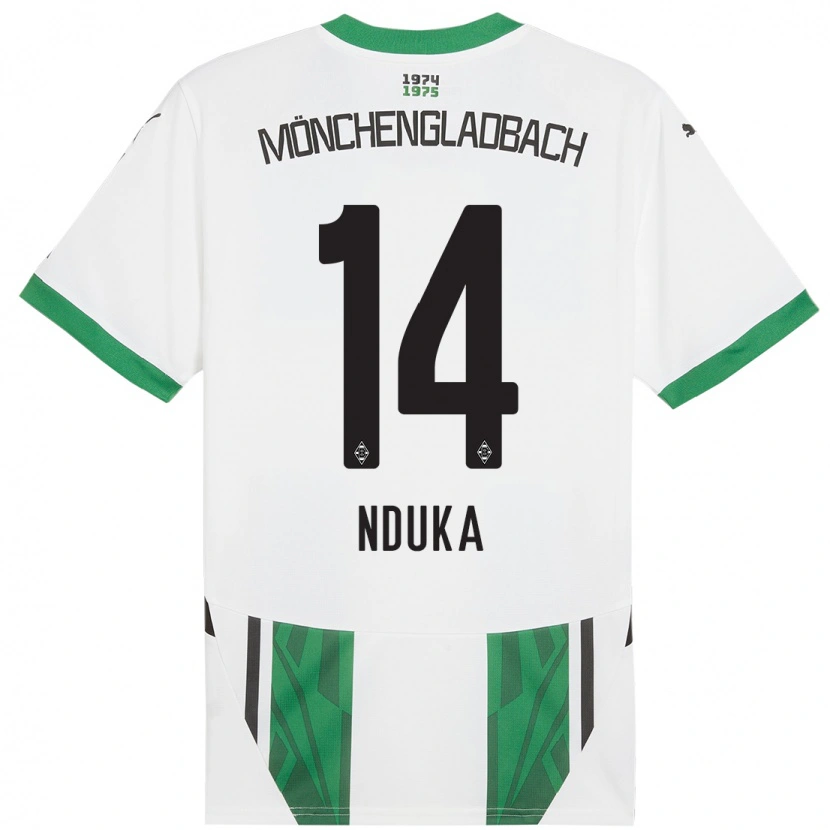 Danxen Mænd Michael Nduka #14 Hvid Grøn Hjemmebane Spillertrøjer 2024/25 Trøje T-Shirt
