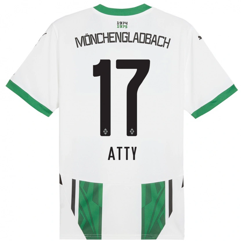 Danxen Mænd Yassir Atty #17 Hvid Grøn Hjemmebane Spillertrøjer 2024/25 Trøje T-Shirt