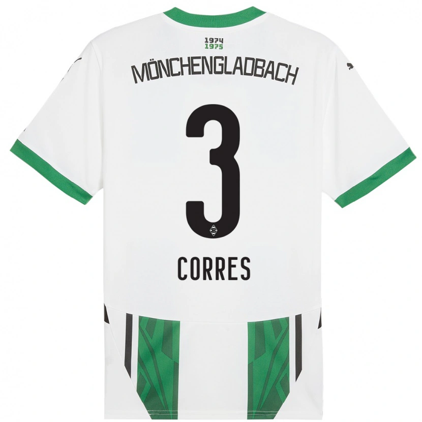 Danxen Mænd Carolin Corres #3 Hvid Grøn Hjemmebane Spillertrøjer 2024/25 Trøje T-Shirt