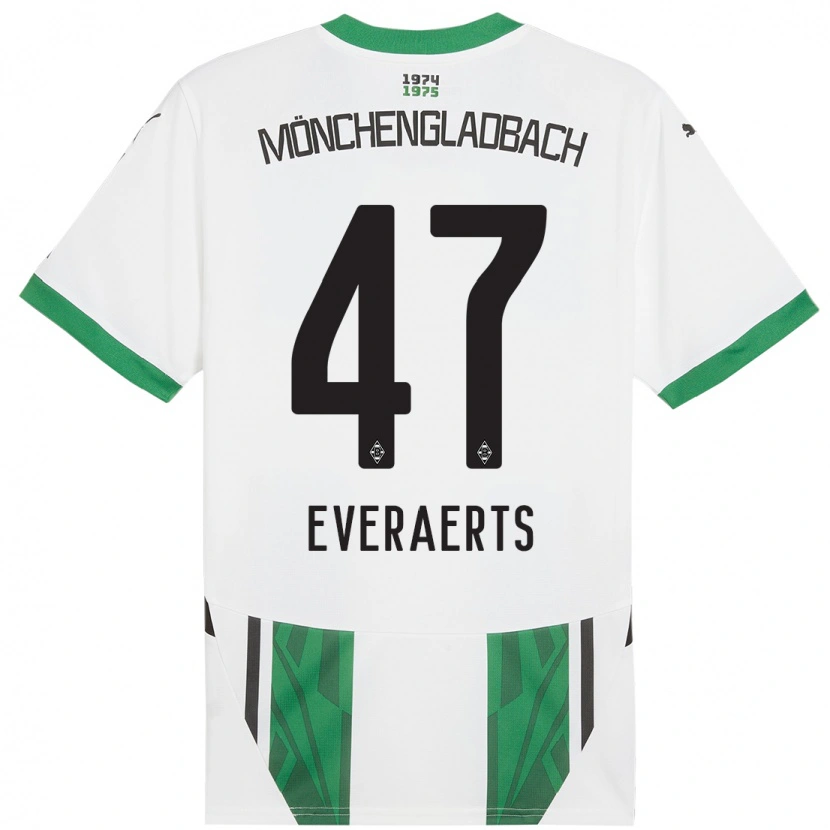 Danxen Mænd Kim Everaerts #47 Hvid Grøn Hjemmebane Spillertrøjer 2024/25 Trøje T-Shirt