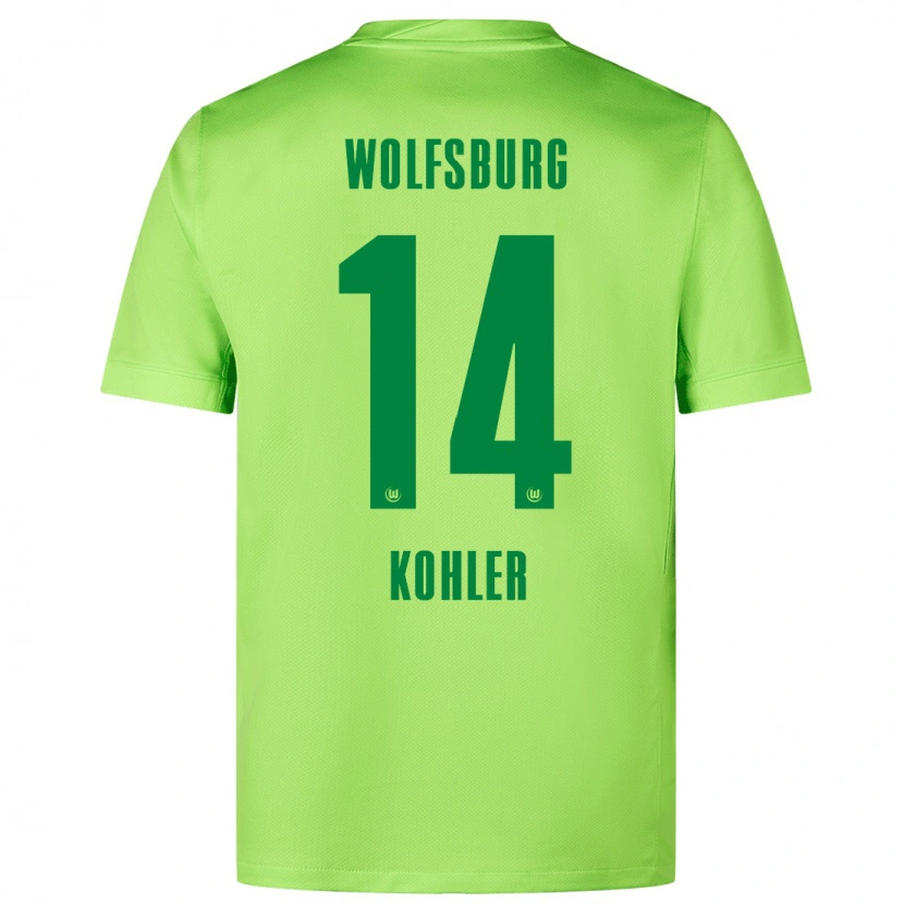 Danxen Mænd Leonard Köhler #14 Fluorescerende Grøn Hjemmebane Spillertrøjer 2024/25 Trøje T-Shirt