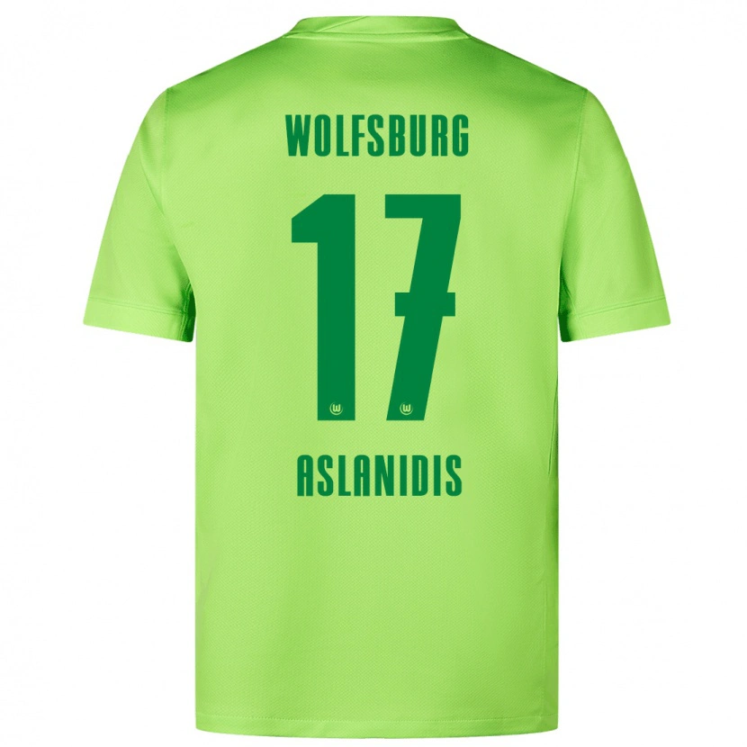 Danxen Mænd Elijas Aslanidis #17 Fluorescerende Grøn Hjemmebane Spillertrøjer 2024/25 Trøje T-Shirt