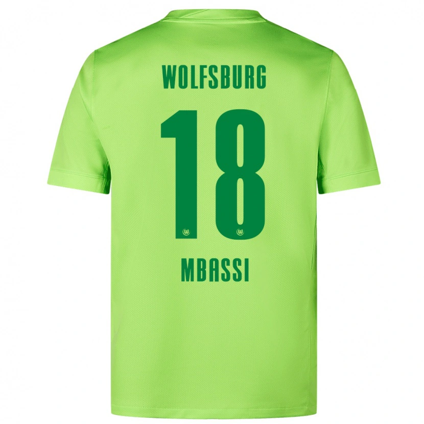 Danxen Mænd Mario Mbassi #18 Fluorescerende Grøn Hjemmebane Spillertrøjer 2024/25 Trøje T-Shirt