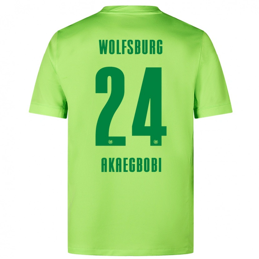 Danxen Mænd Jonathan Akaegbobi #24 Fluorescerende Grøn Hjemmebane Spillertrøjer 2024/25 Trøje T-Shirt