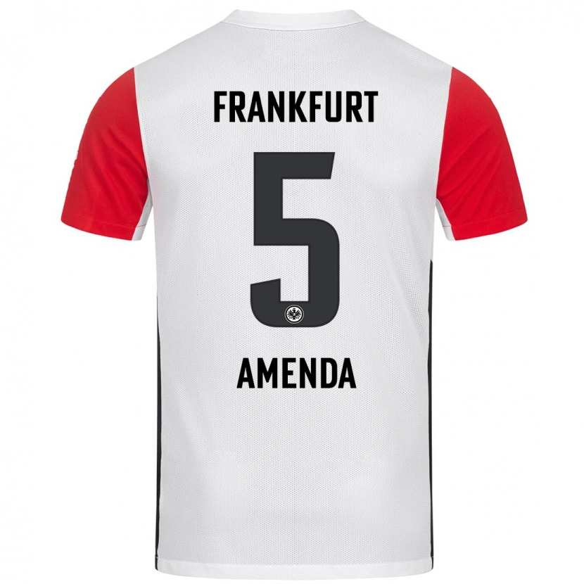 Danxen Mænd Aurèle Amenda #5 Hvid Rød Hjemmebane Spillertrøjer 2024/25 Trøje T-Shirt