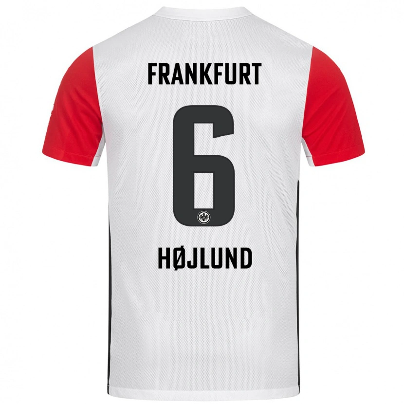 Danxen Mænd Oscar Højlund #6 Hvid Rød Hjemmebane Spillertrøjer 2024/25 Trøje T-Shirt