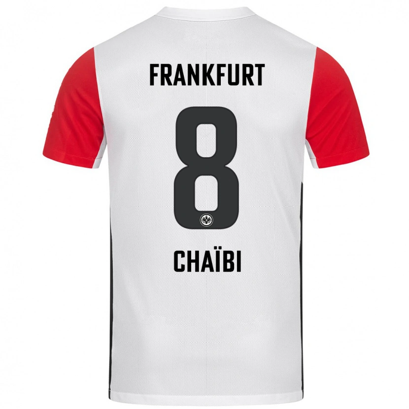 Danxen Mænd Farès Chaïbi #8 Hvid Rød Hjemmebane Spillertrøjer 2024/25 Trøje T-Shirt