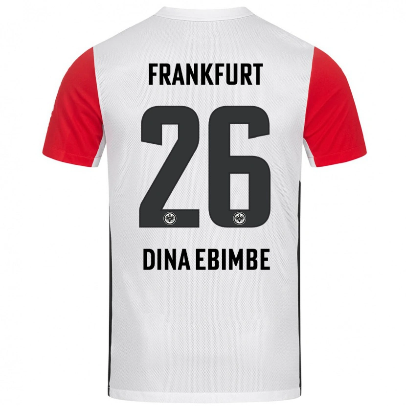 Danxen Mænd Junior Dina Ebimbe #26 Hvid Rød Hjemmebane Spillertrøjer 2024/25 Trøje T-Shirt