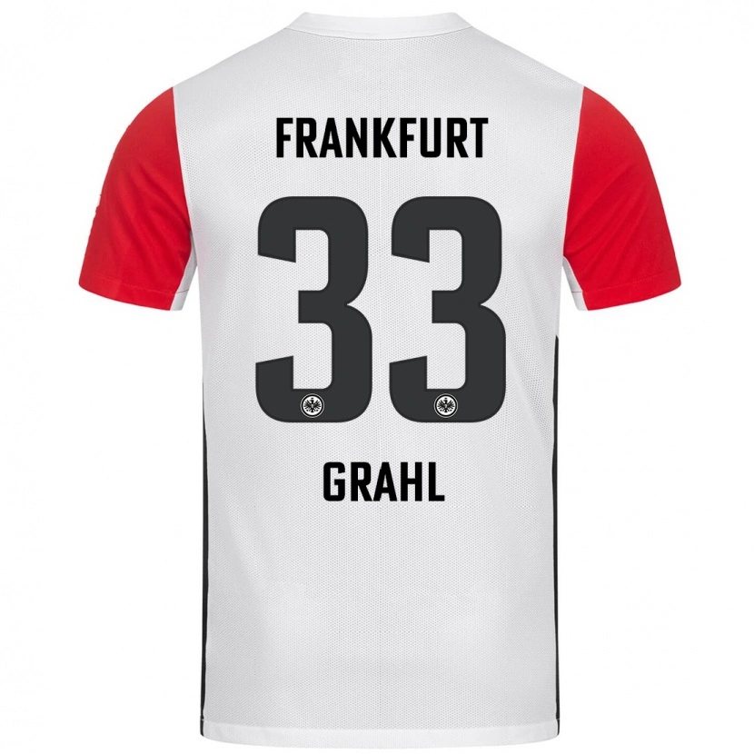 Danxen Mænd Jens Grahl #33 Hvid Rød Hjemmebane Spillertrøjer 2024/25 Trøje T-Shirt