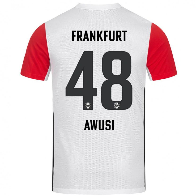 Danxen Mænd Junior Awusi #48 Hvid Rød Hjemmebane Spillertrøjer 2024/25 Trøje T-Shirt