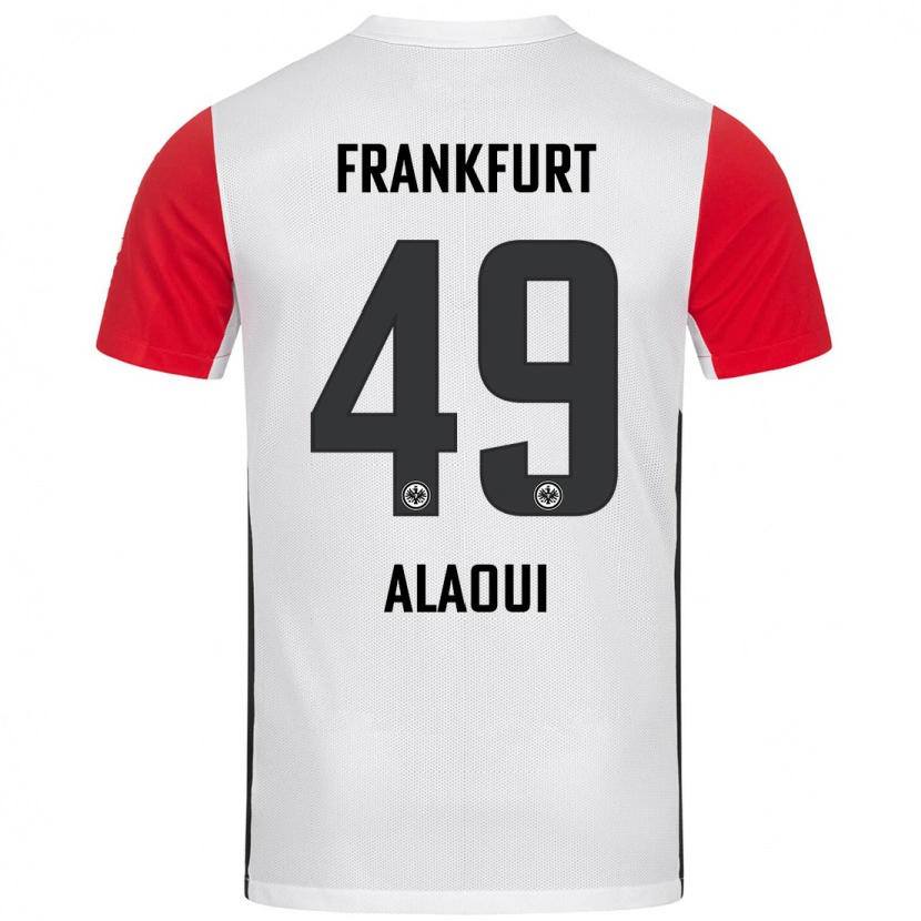 Danxen Mænd Anas Alaoui #49 Hvid Rød Hjemmebane Spillertrøjer 2024/25 Trøje T-Shirt