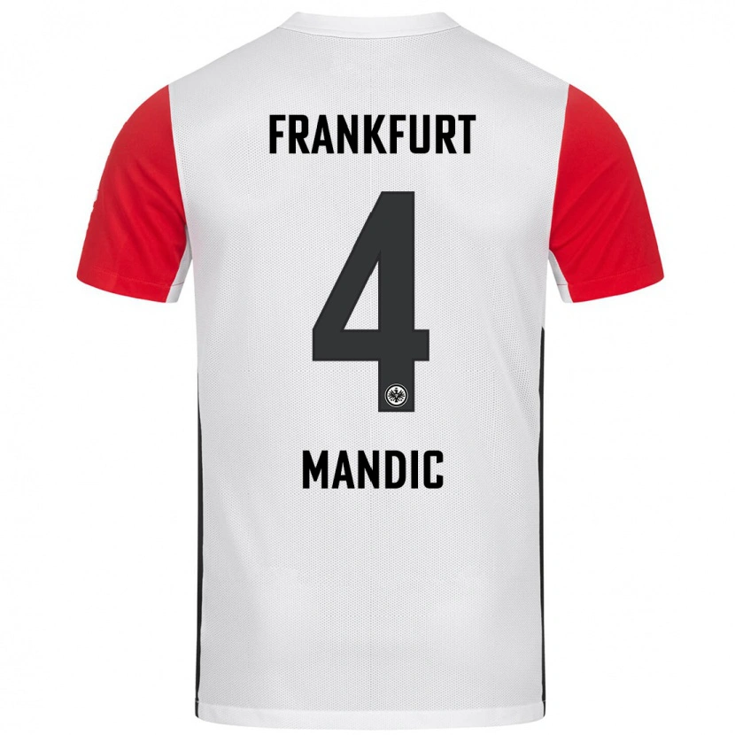 Danxen Mænd Kristian Mandic #4 Hvid Rød Hjemmebane Spillertrøjer 2024/25 Trøje T-Shirt