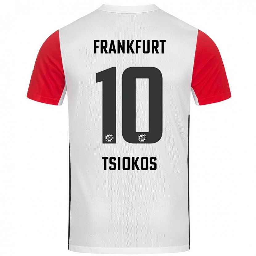 Danxen Mænd Leonidas Ilias Tsiokos #10 Hvid Rød Hjemmebane Spillertrøjer 2024/25 Trøje T-Shirt