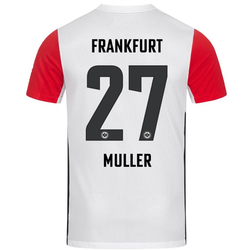 Danxen Mænd Mark Müller #27 Hvid Rød Hjemmebane Spillertrøjer 2024/25 Trøje T-Shirt