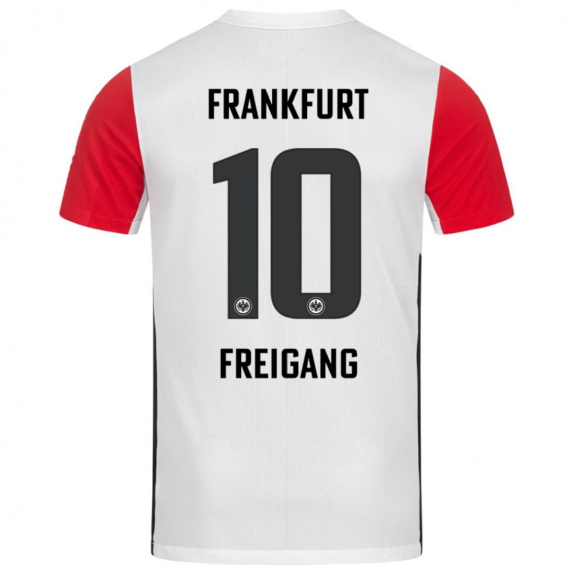 Danxen Mænd Laura Freigang #10 Hvid Rød Hjemmebane Spillertrøjer 2024/25 Trøje T-Shirt