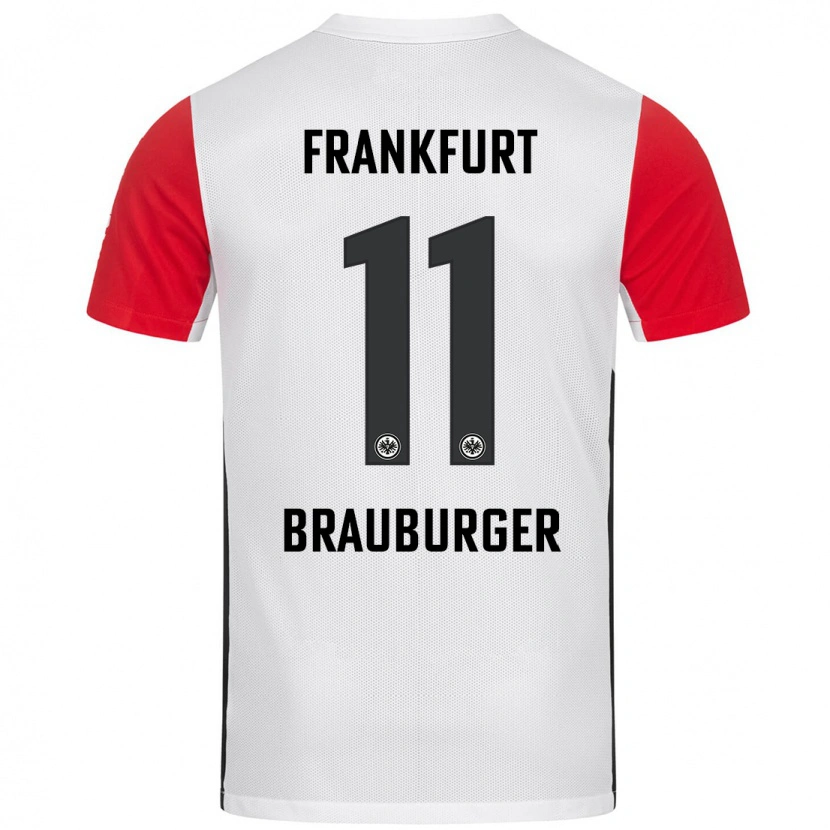 Danxen Mænd Maximilian Brauburger #11 Hvid Rød Hjemmebane Spillertrøjer 2024/25 Trøje T-Shirt