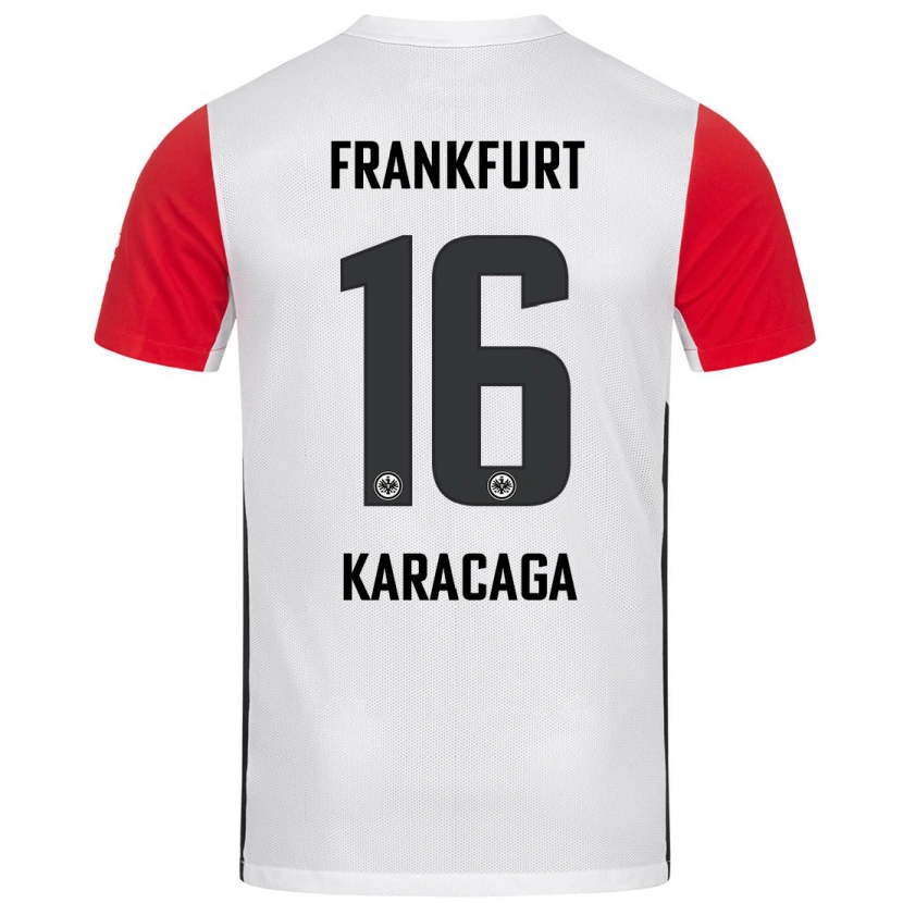 Danxen Mænd Tom Karacaga #16 Hvid Rød Hjemmebane Spillertrøjer 2024/25 Trøje T-Shirt