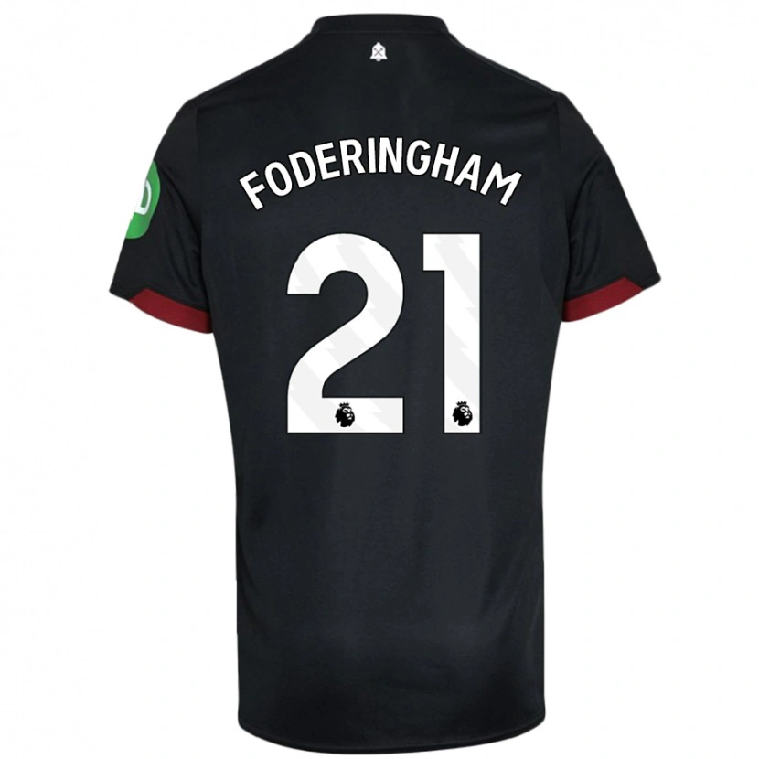 Danxen Mænd Wes Foderingham #21 Sort Hvid Udebane Spillertrøjer 2024/25 Trøje T-Shirt