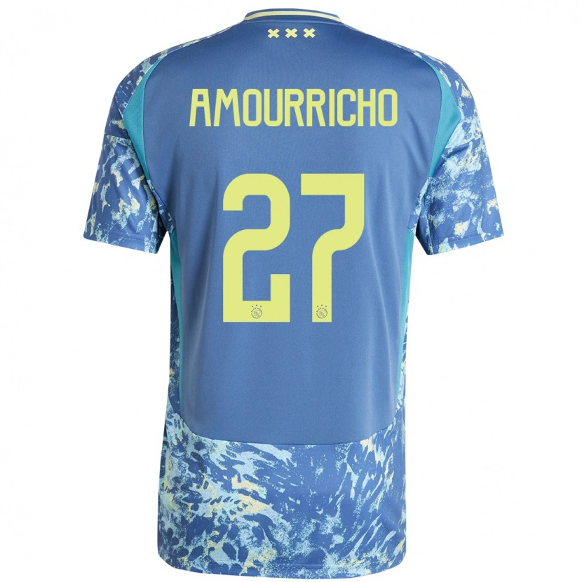 Danxen Mænd Amourricho Van Axel-Dongen #27 Grå Blå Gul Udebane Spillertrøjer 2024/25 Trøje T-Shirt