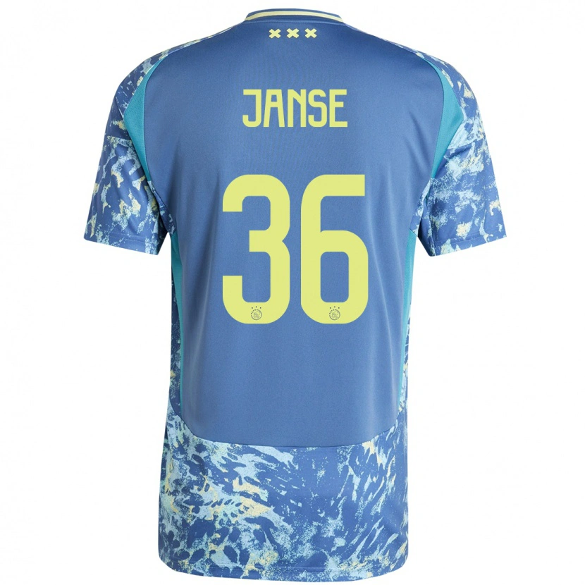 Danxen Mænd Dies Janse #36 Grå Blå Gul Udebane Spillertrøjer 2024/25 Trøje T-Shirt