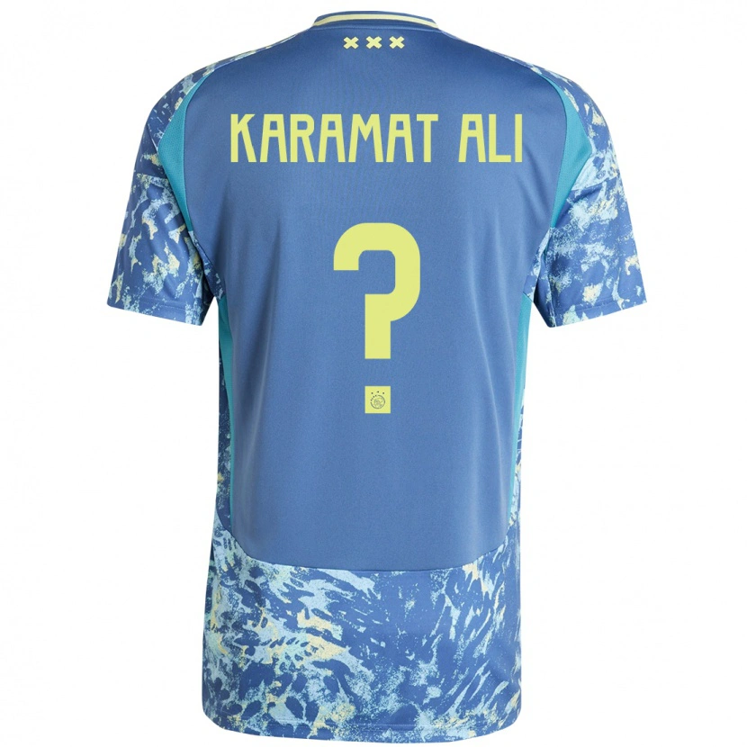 Danxen Mænd Yaïr Karamat Ali #0 Grå Blå Gul Udebane Spillertrøjer 2024/25 Trøje T-Shirt