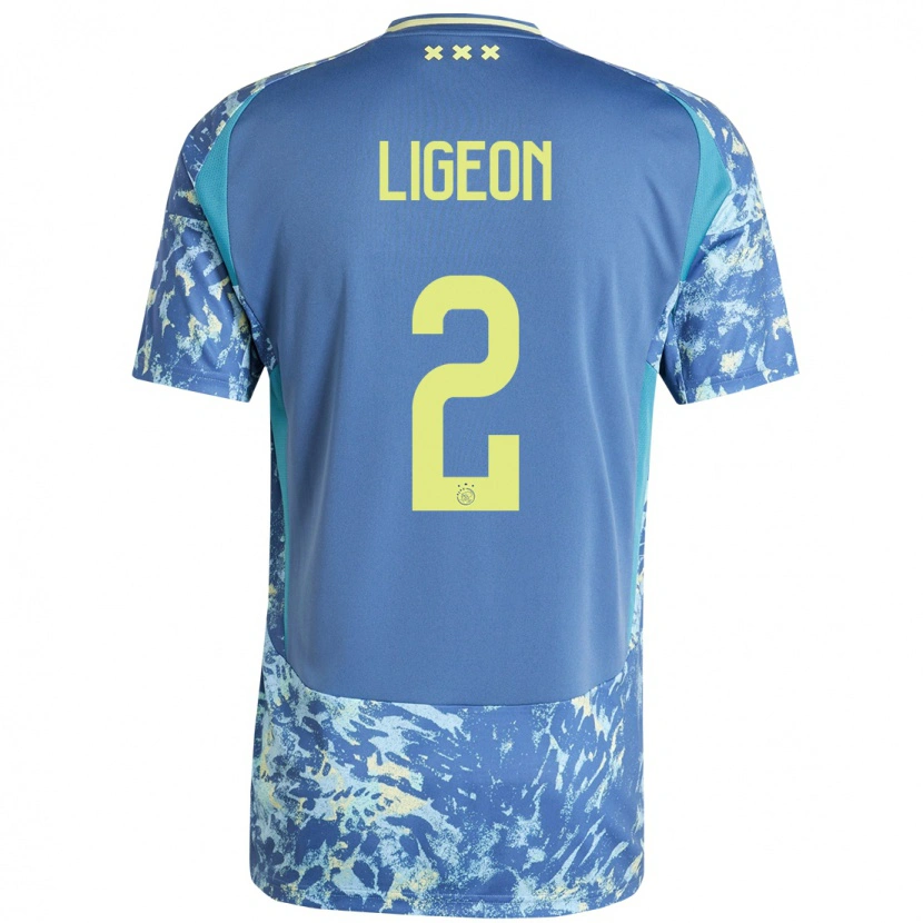 Danxen Mænd Ruben Ligeon #2 Grå Blå Gul Udebane Spillertrøjer 2024/25 Trøje T-Shirt
