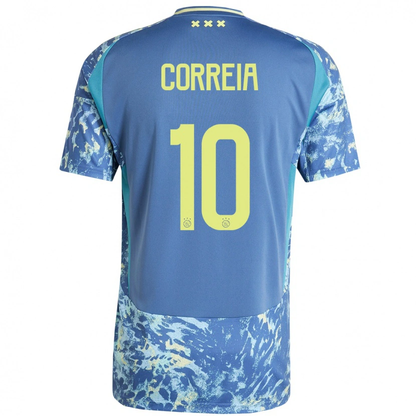 Danxen Mænd Tim Correia #10 Grå Blå Gul Udebane Spillertrøjer 2024/25 Trøje T-Shirt