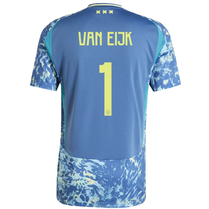 Danxen Mænd Regina Van Eijk #1 Grå Blå Gul Udebane Spillertrøjer 2024/25 Trøje T-Shirt