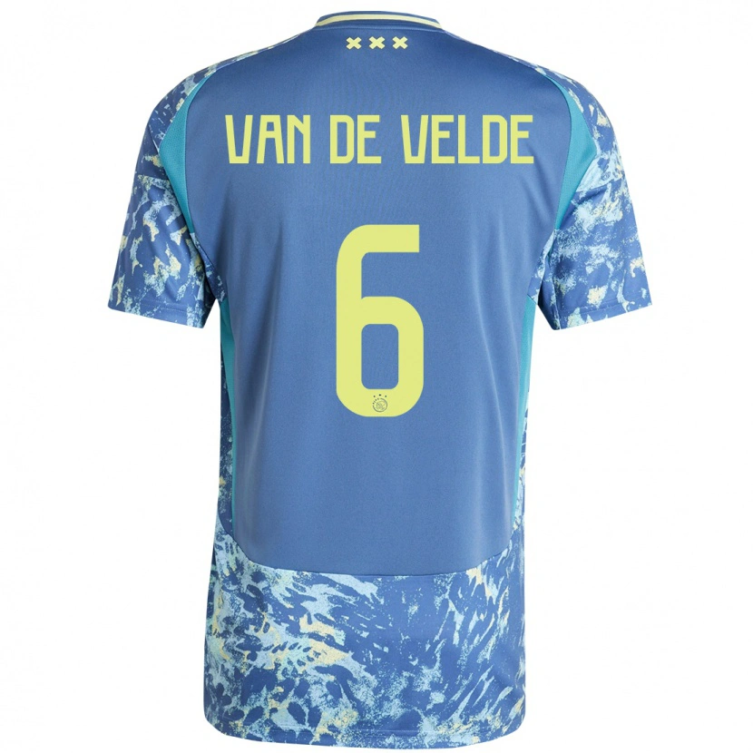 Danxen Mænd Jonna Van De Velde #6 Grå Blå Gul Udebane Spillertrøjer 2024/25 Trøje T-Shirt
