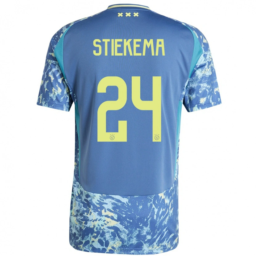 Danxen Mænd Iris Stiekema #24 Grå Blå Gul Udebane Spillertrøjer 2024/25 Trøje T-Shirt
