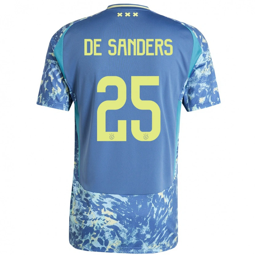 Danxen Mænd Kay-Lee De Sanders #25 Grå Blå Gul Udebane Spillertrøjer 2024/25 Trøje T-Shirt